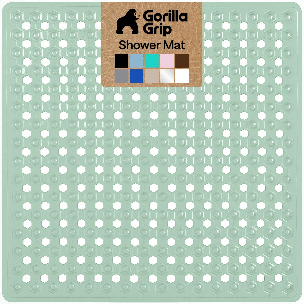 GORILLA GRIP Bath Tub Shower Mat, Bathtub Floor Liner, 35x16 Gray Opaque