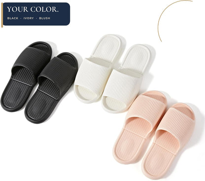 Shower Slippers For Women Men Waterproof EVA Foldable Bathroom Pool Beach Camping Travel Portable Non Slip Sole Lightweight Packable Open Toe Indoor Outdoor Hotel Guest Home Shoes Cushioned