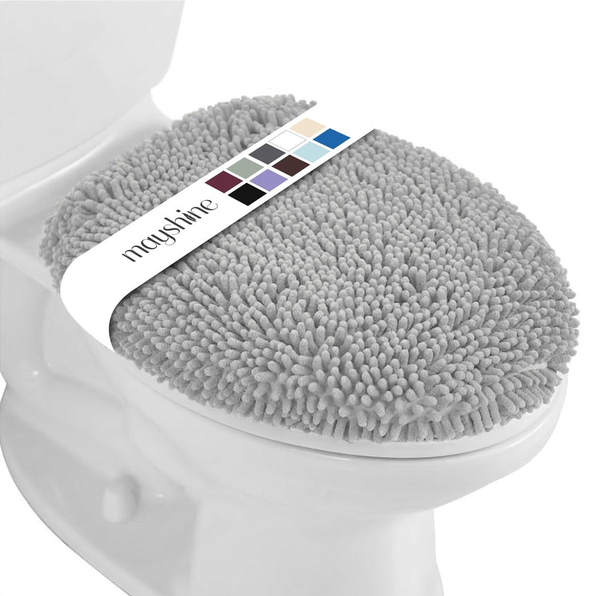 MAYSHINE Toilet Lid Cover - Spa Blue, Plush Microfiber Oval Toilet Seat Covers for Bathroom, Machine Washable Elongated Toilet Cover Seat, Stretches up to 21"x19"