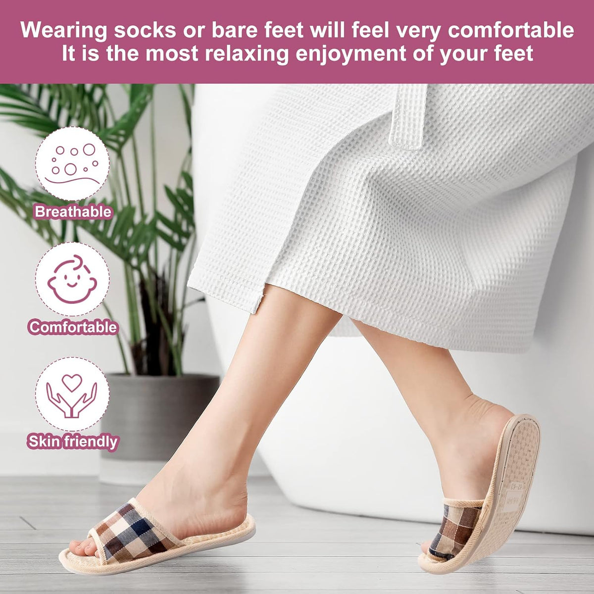 Tessco for you 10 Pairs Open Toe Guest Slippers Washable