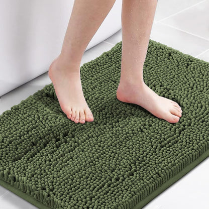 H.VERSAILTEX Bath Mat for Bathroom Non Slip Luxury Chenille Ultra Soft Bath Rugs 24x36 Absorbent Non Skid Shaggy Rugs Washable Dry Fast Plush Area Carpet Mats for Indoor, Bath Room, Tub - Black