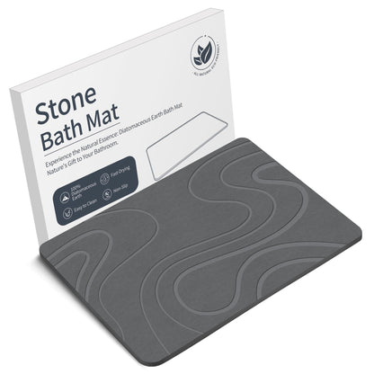 VEELOIM Stone Bath Mat, Diatomaceous Earth Shower Mat for Bathroom Grey