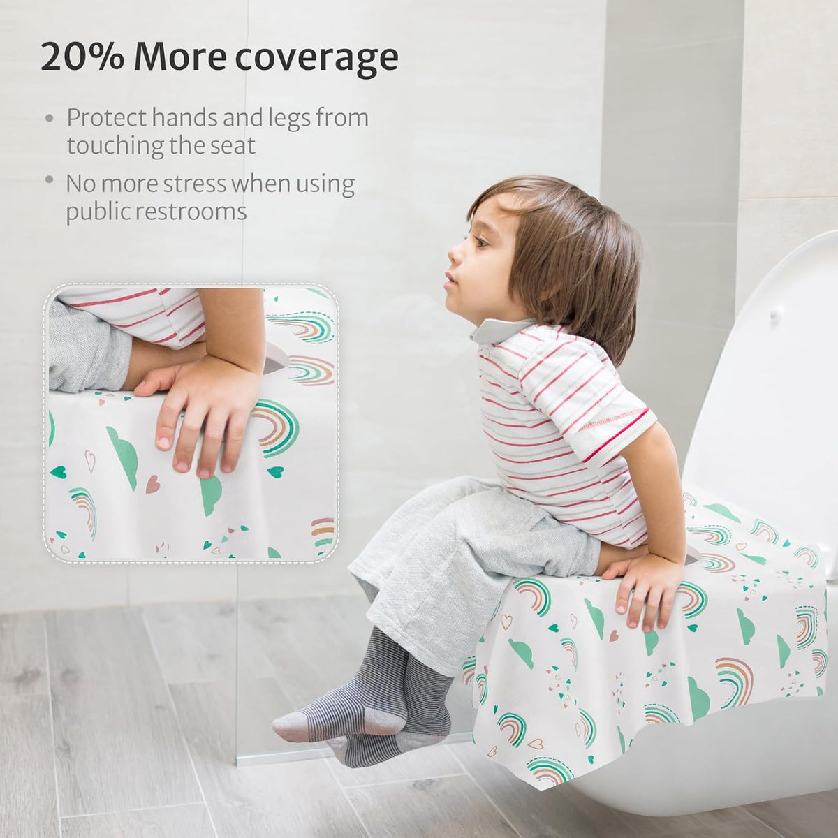 Blissful Diary 30 Pcs Toilet Seat Covers Disposable for Toddlers & Adults, Extra Large Waterproof, Portable Package for Travel, Kids Potty Training