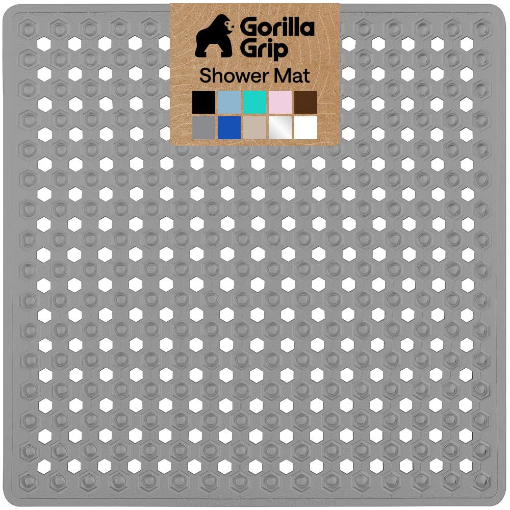 GORILLA GRIP Bath Tub Shower Mat, Bathtub Floor Liner, 35x16 Gray Opaque