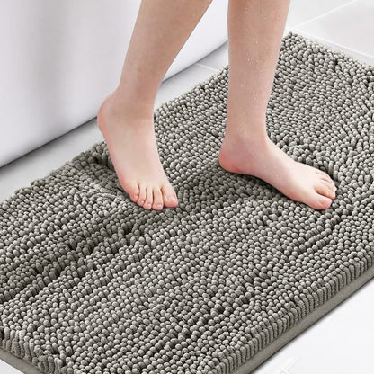 H.VERSAILTEX Bath Mat for Bathroom Non Slip Luxury Chenille Ultra Soft Bath Rugs 24x36 Absorbent Non Skid Shaggy Rugs Washable Dry Fast Plush Area Carpet Mats for Indoor, Bath Room, Tub - Black