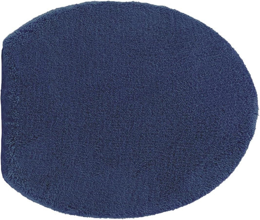 Madeals Microfiber Toilet Lid Cover Soft and Absorbent, Comfortable Bathroom Microfiber Toilet Lid Cover Seat Fits Most Size Toilet Lids for Navy Blue
