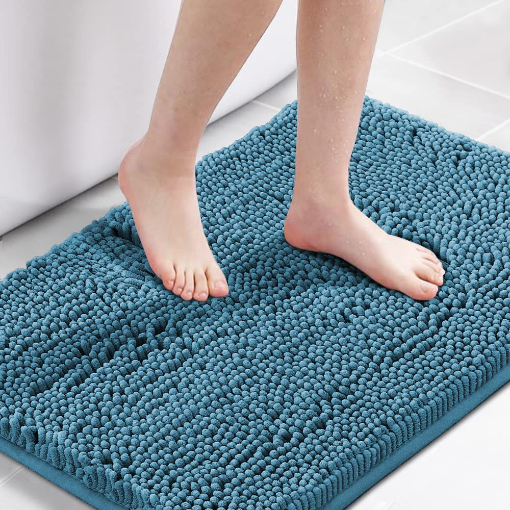 H.VERSAILTEX Bath Mat for Bathroom Non Slip Luxury Chenille Ultra Soft Bath Rugs 24x36 Absorbent Non Skid Shaggy Rugs Washable Dry Fast Plush Area Carpet Mats for Indoor, Bath Room, Tub - Black