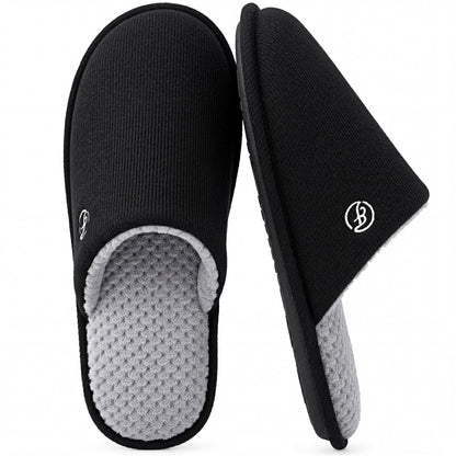 EverFoams Men's Cotton Knit Slippers Memory Foam Breathable House Shoes
