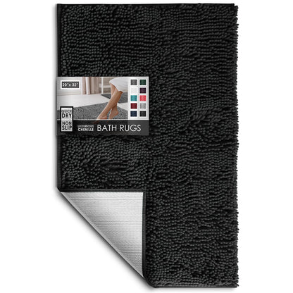 Hearth & Harbor Bathroom Rugs, Chenille Bath Mat - Machine Washable Bath Mats for Bathroom Non-Slip Backing Rubber, Quick Dry Bathroom Mat