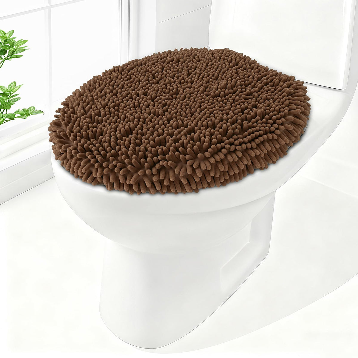 Soft Chenille Toilet Lid Cover 19.5L" x 18.5W" Machine Washable