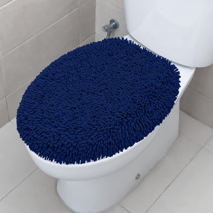 TREETONE Ultra Soft Chenille Bathroom Toilet Lid Cover, 19x21 Inches, White