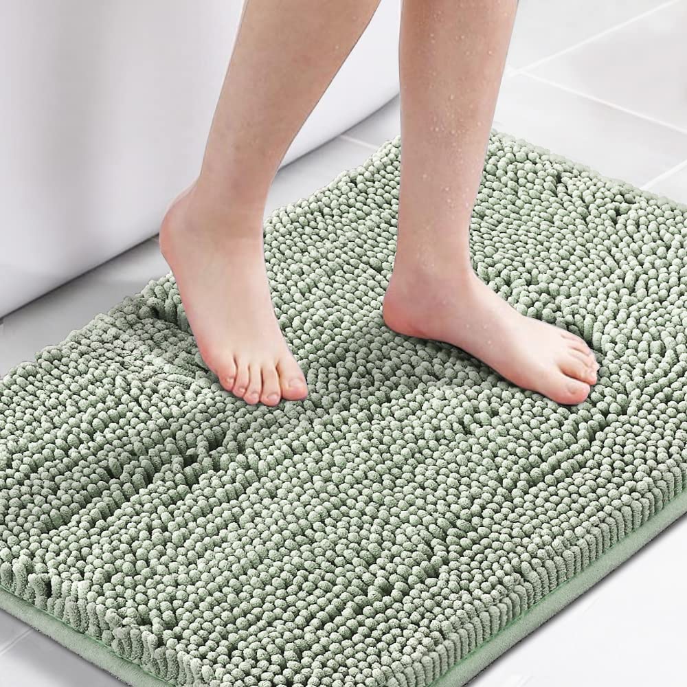 H.VERSAILTEX Bath Mat for Bathroom Non Slip Luxury Chenille Ultra Soft Bath Rugs 24x36 Absorbent Non Skid Shaggy Rugs Washable Dry Fast Plush Area Carpet Mats for Indoor, Bath Room, Tub - Black