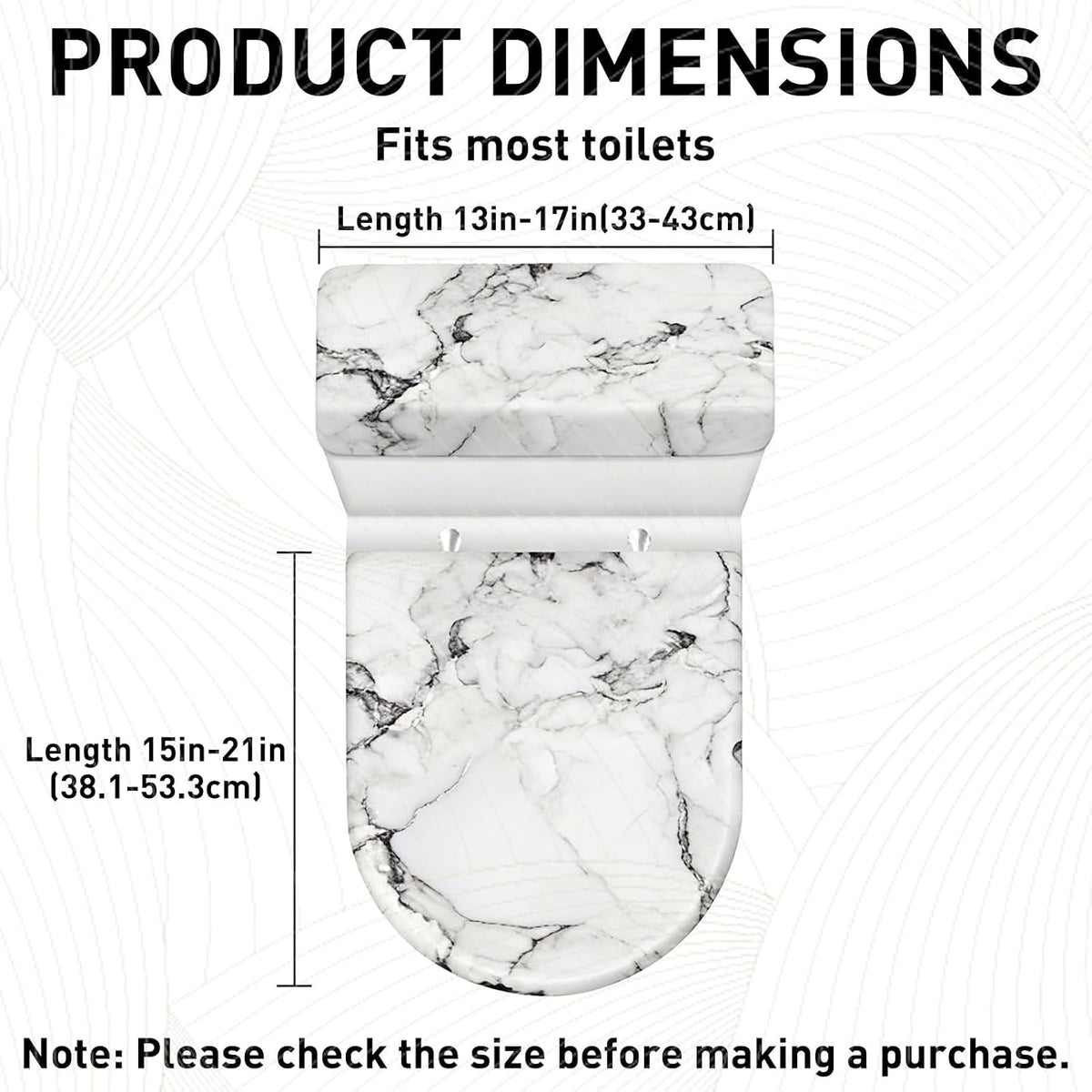 WRENYZK White Marble Toilet Lid Cover, Toilet Lid and Toilet Tank Cover