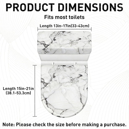WRENYZK White Marble Toilet Lid Cover, Toilet Lid and Toilet Tank Cover