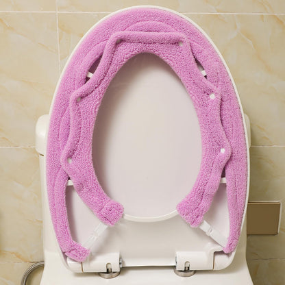 Toilet Seat Cover with Snaps Fixed,Thick Warmer,Machine Washable(grey)