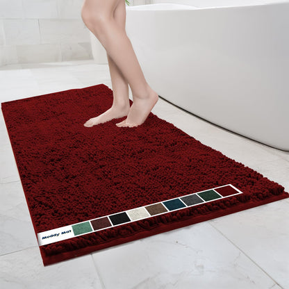 Muddy Mat Chenille Bathroom Rugs Quick Dry Microfiber Mats Non Slip Washable, Extra Thick, Soft and Highly Absorbent Bath Mats for Bathroom, Kitchen, and Shower Floor - Grey Small 28"X18"