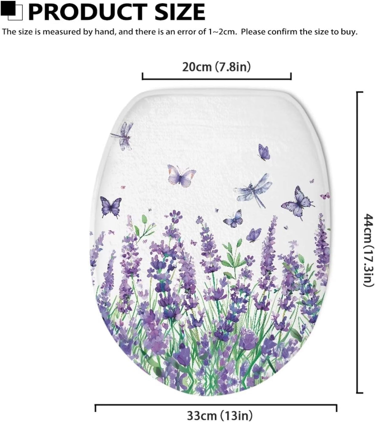 Purple Lavender Elongated Toilet Seat Cover Soft and Absorbent Fabric Toilet Lid Cover Oval Fits Most Standard Lids with Elastic Band for Bathroom Decor Accessories Protective