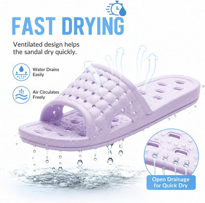 Bath Slippers with Drainage Holes, Quick-Drying Non-Slip Slippers for Home, Dormitory, Bathroom - Unisex