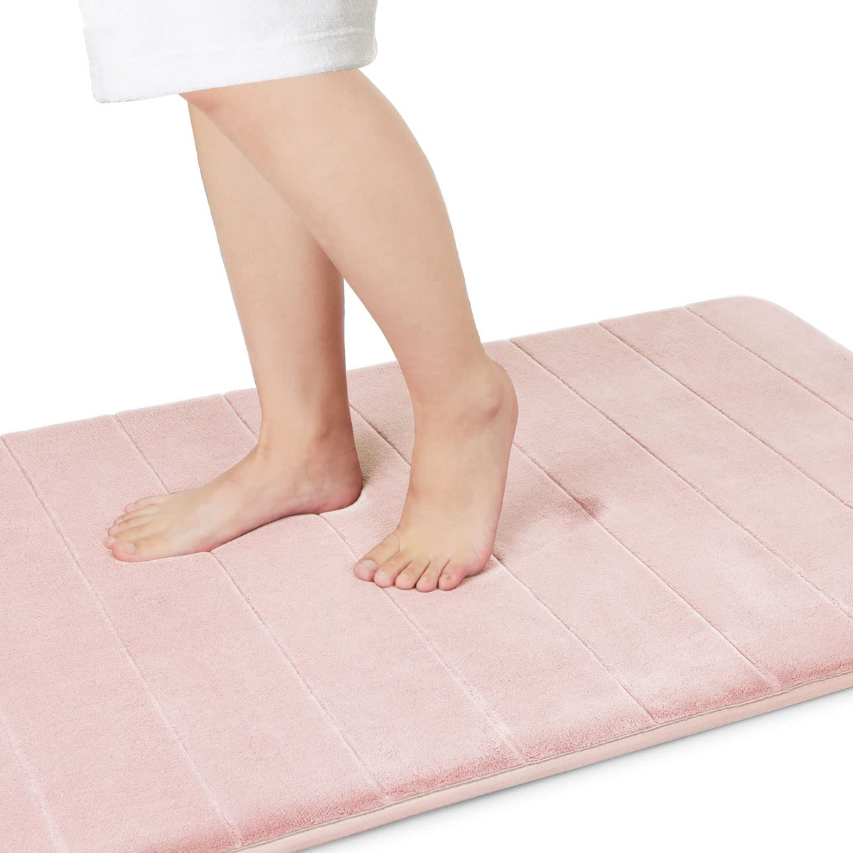 Yimobra Memory Foam Bath Mat, Super Soft Absorbent Bathroom Rug Non Slip, Quick Dry, Machine Washable Floor Carpet for Tub Shower, Home Decor Accessories, 24x17, Cream