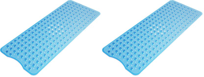AmazerBath Shower Mat Non Slip 40 x 16 Inches, Bathtub Mat Shower Stall Mats with Suction Cups and Drain Holes, Non Slip Bath Mat for Tub for Elderly & Kids, Clear Blue