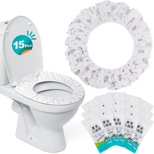 RAINFLOW 15pcs Disposable Toilet Seat Cover - Waterproof Travel Toilet Mats