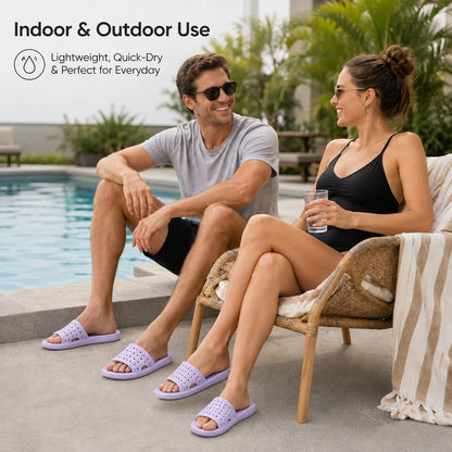 Bath Slippers with Drainage Holes, Quick-Drying Non-Slip Slippers for Home, Dormitory, Bathroom - Unisex