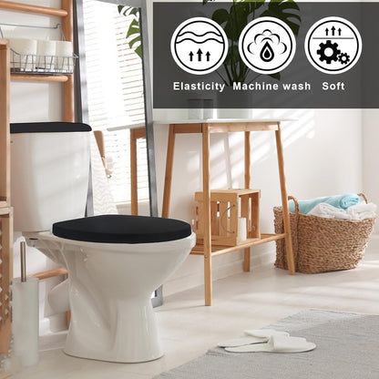 Sliverdew Toilet Lid Cover and Toilet Tank Lid Cover Toilet Cover with Elastic Bottom Fabric Cover for A Lid Toilet Tank Toilet Top Cover Back of Toilet Tank Cover Replacement (Black)