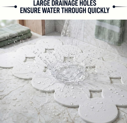 Webos Patented Non Slip Bathtub Mat Shower Bath Mats with Strong Suction Cups Superior Grip&Drainage Soft Heavy Duty Natural Rubber Bath Mat for Inside The tub (White, 28x16 inch)