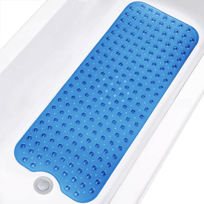 Bathtub and Shower Mats, Extra Long Non-Slip Bath Tub Mat 39 x 16 Inch, Machine Washable Bathmat with Suction Cups & Drain Holes for Bathroom Floor, White