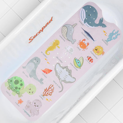 Secopad Bathtub Mat Non Slip, Cute Tub Mat, 40" x 16", Blue Sea Animals