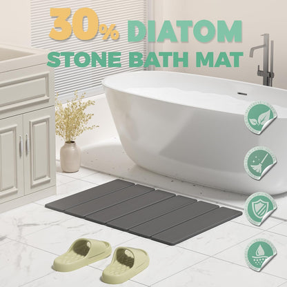 SYIPO Non-Slip Foldable Stone Bath Mat-Diatomite, 23.6 x 15.3”, Dark Gray