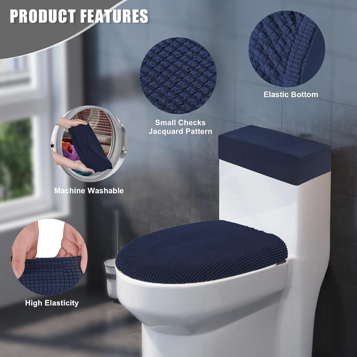 Toilet Lid Cover and Toilet Tank Cover, Toilet Covers Set for Bathroom