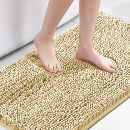 H.VERSAILTEX Bath Mat for Bathroom Non Slip Luxury Chenille Ultra Soft Bath Rugs 24x36 Absorbent Non Skid Shaggy Rugs Washable Dry Fast Plush Area Carpet Mats for Indoor, Bath Room, Tub - Black