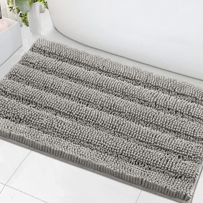 H.VERSAILTEX Bath Rugs for Bathroom Non Slip Bath Mats Extra Thick Chenille Striped Rug 20" x 32" Absorbent Non Skid Fluffy Soft Shaggy Washable Dry Fast Plush Mat for Indoor, Bath Room, Tub - Sage