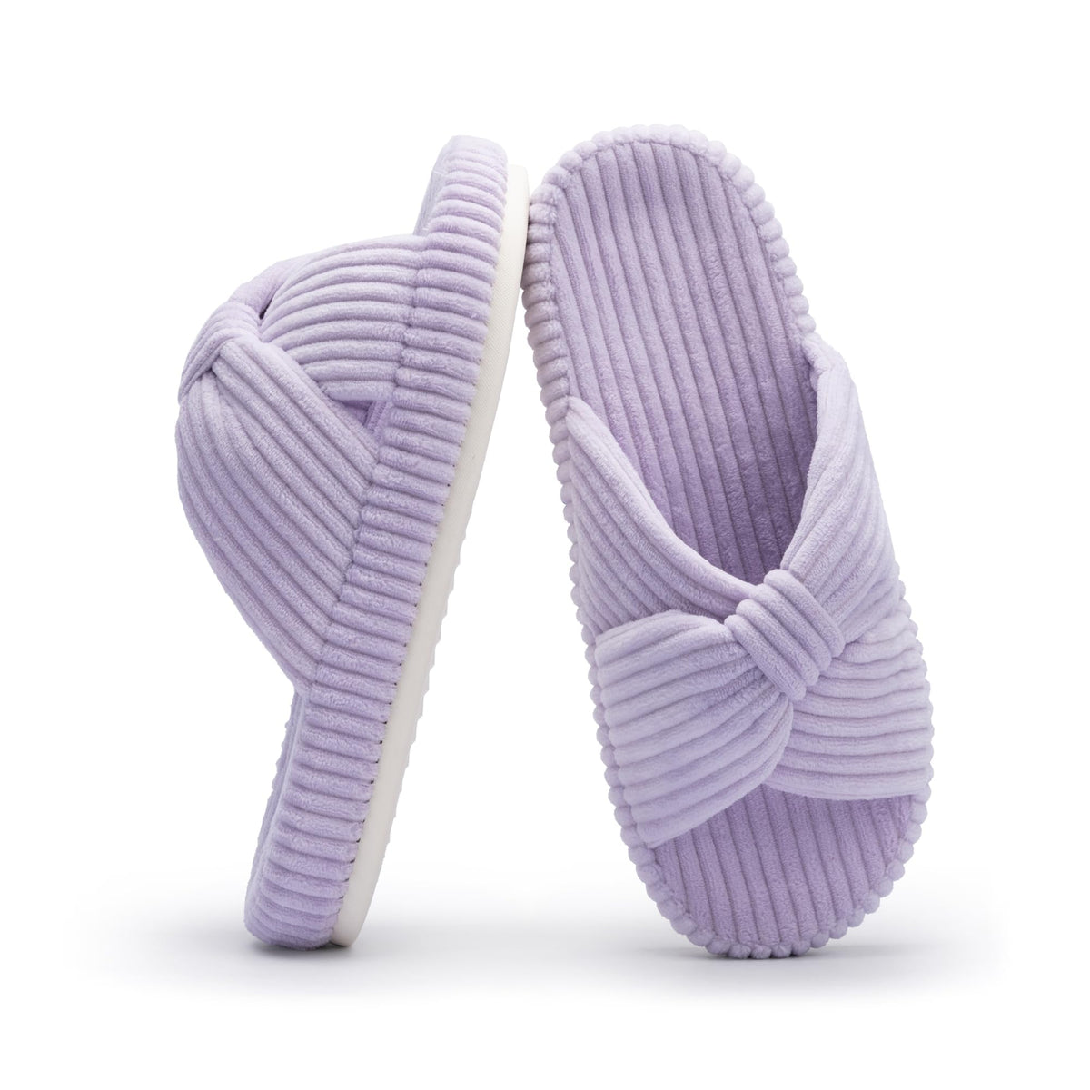 Chantomoo Slippers for Women Memory Foam House Bedroom Corduroy Bow Crossbands Slipper Shoes Comfy Trendy Gift Slippers