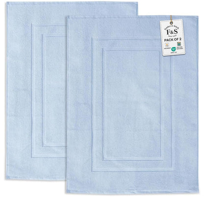 Feather & Stitch 100% Cotton Bath Mats 2 Piece 30x21 Inches, Grey