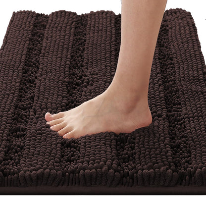 H.VERSAILTEX Bath Rugs for Bathroom Non Slip Bath Mats Extra Thick Chenille Striped Rug 20" x 32" Absorbent Non Skid Fluffy Soft Shaggy Washable Dry Fast Plush Mat for Indoor, Bath Room, Tub - Sage