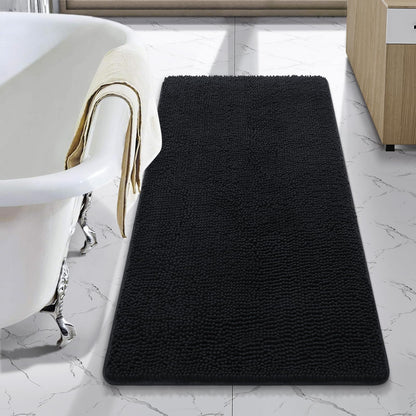 LOCHAS Luxury Bathroom Rug Shaggy Bath Mat 24 x 60 Inch, Gray