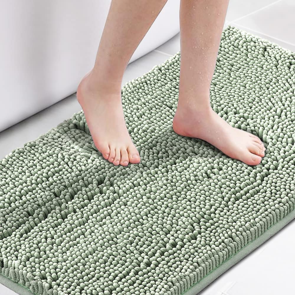 H.VERSAILTEX Bath Mat for Bathroom Non Slip Luxury Chenille Ultra Soft Bath Rugs 24x36 Absorbent Non Skid Shaggy Rugs Washable Dry Fast Plush Area Carpet Mats for Indoor, Bath Room, Tub - Black