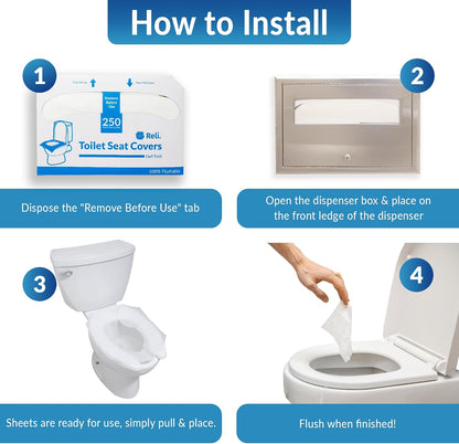 Reli. Toilet Seat Covers (1250 Pcs, 5 Packs of 250) Flushable
