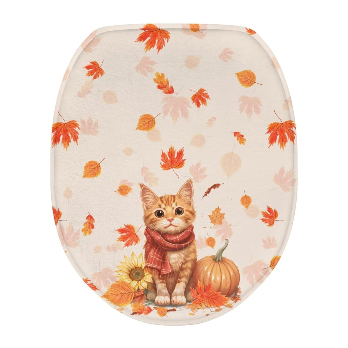 Toilet Lid Covers for Bathroom Elongated Cat Irises Thick Toilet Seat Lid Cover Elongated Oval Round Soft Fabric Toilet Seat Lid Cover with Elastic Edges Machine Washable