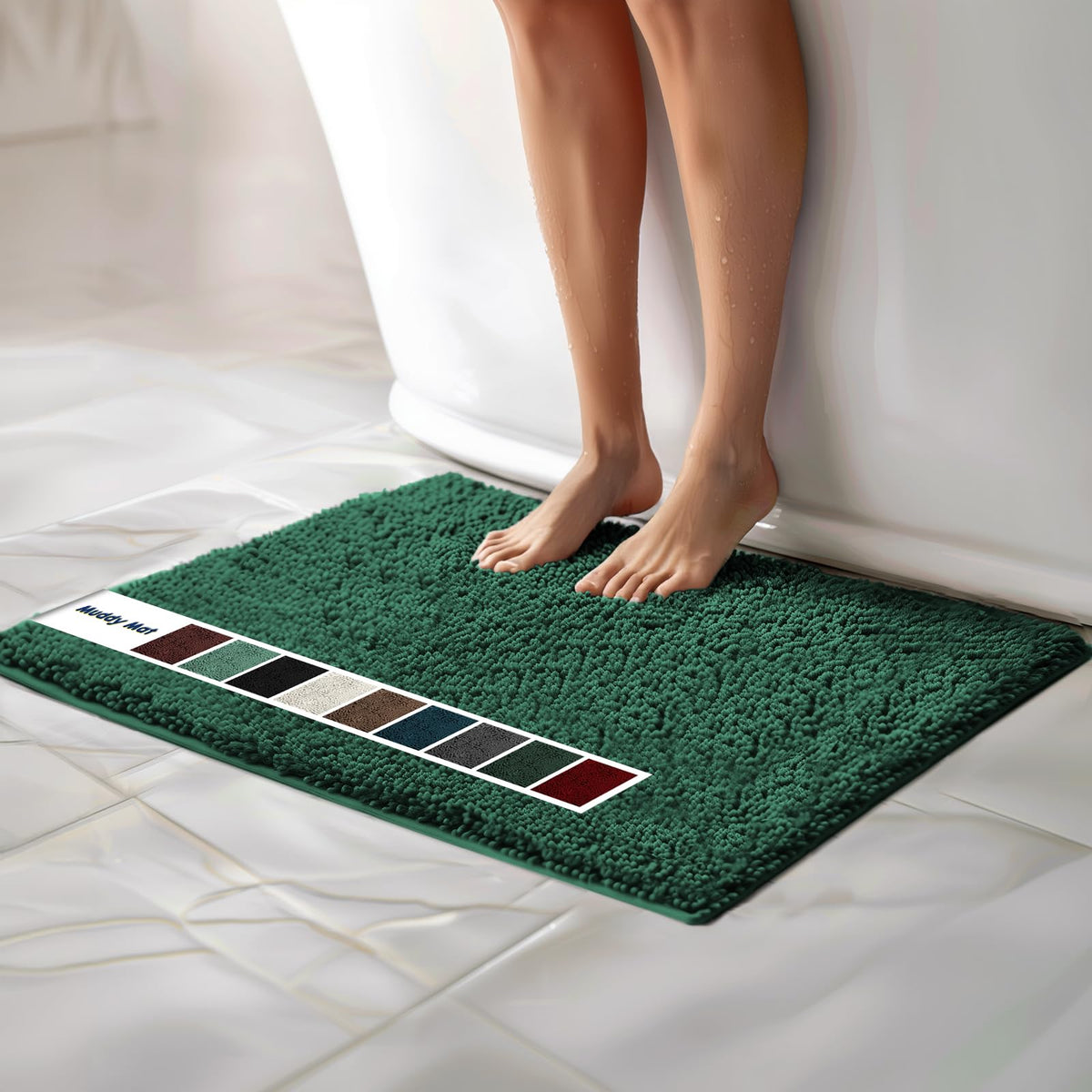 Muddy Mat Chenille Bathroom Rugs Quick Dry Microfiber Mats Non Slip Washable, Extra Thick, Soft and Highly Absorbent Bath Mats for Bathroom, Kitchen, and Shower Floor - Grey Small 28"X18"