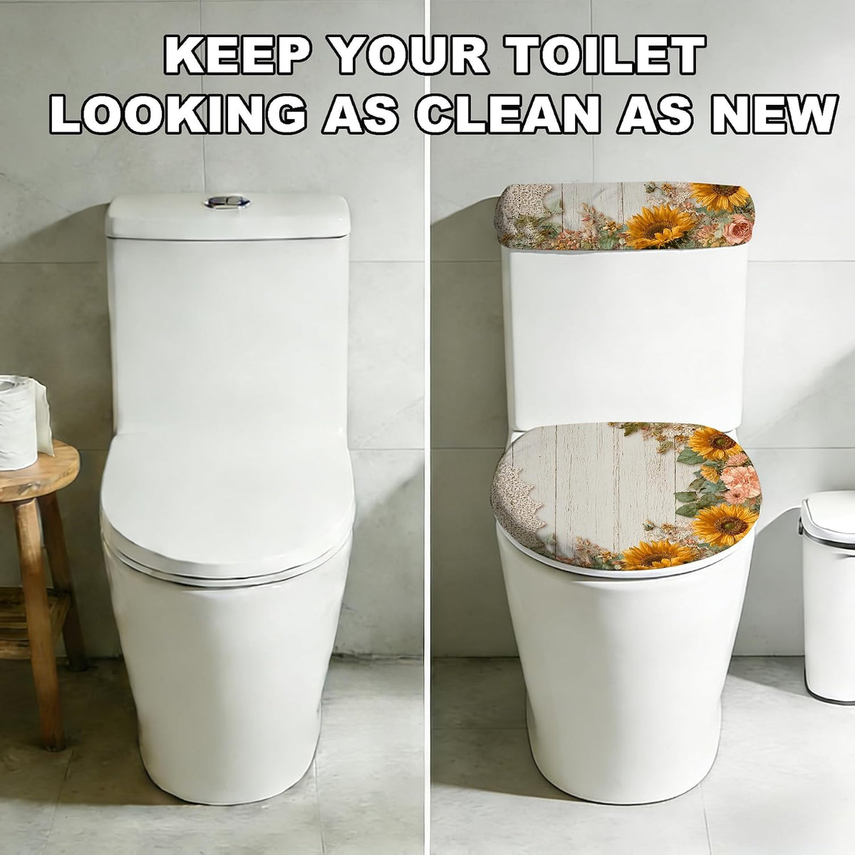 2 pack Toilet Lid Cover & Tank Lid Cover,Fits Standard & Elongated Toilet