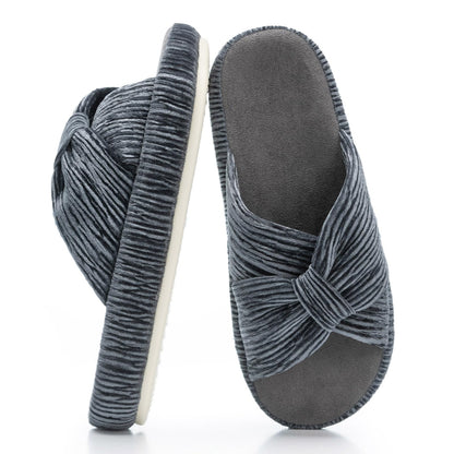 Chantomoo Slippers for Women Memory Foam House Bedroom Corduroy Bow Crossbands Slipper Shoes Comfy Trendy Gift Slippers