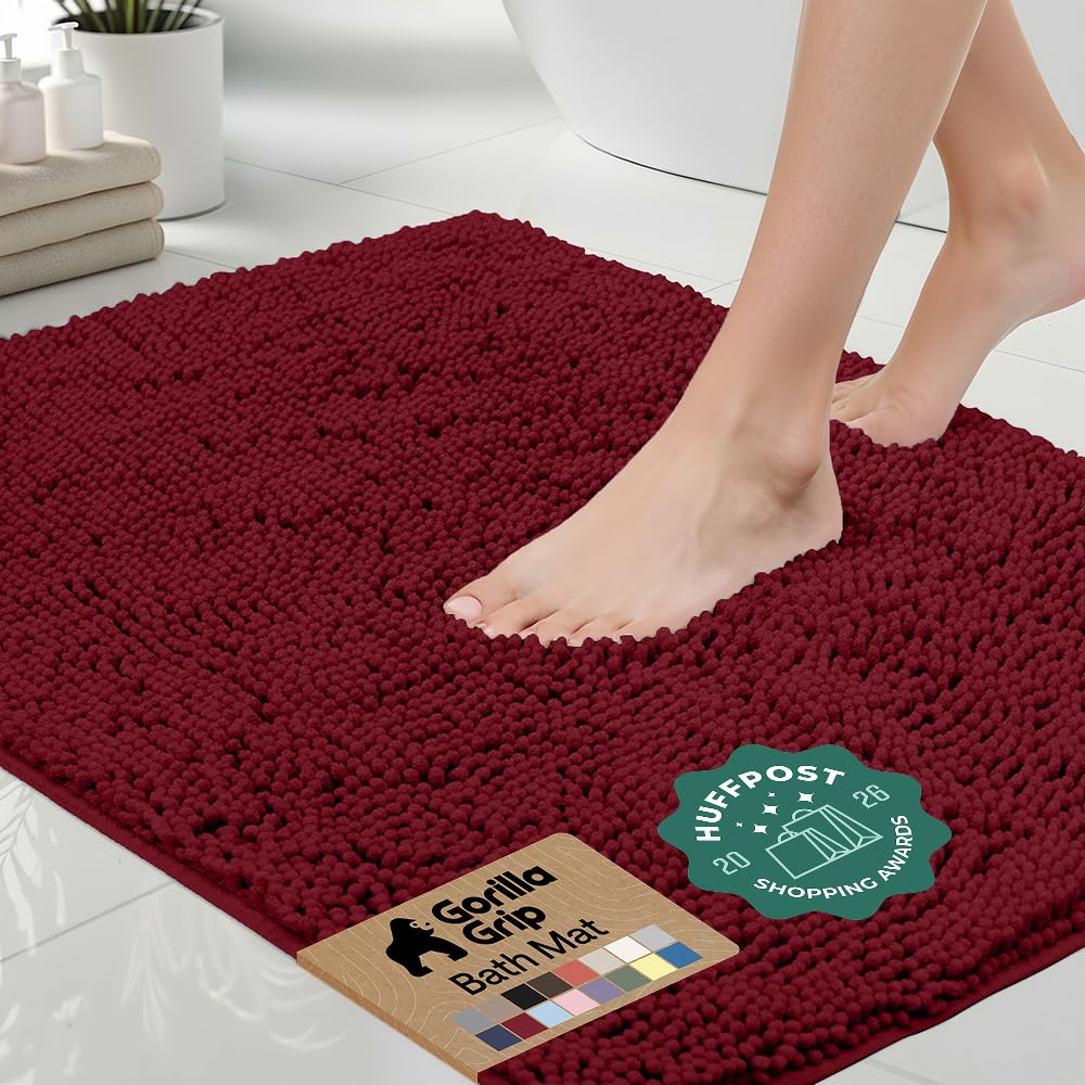 GORILLA GRIP Bath Rug Mat for Bathroom, Absorbent Chenille 24x17 Sage Green