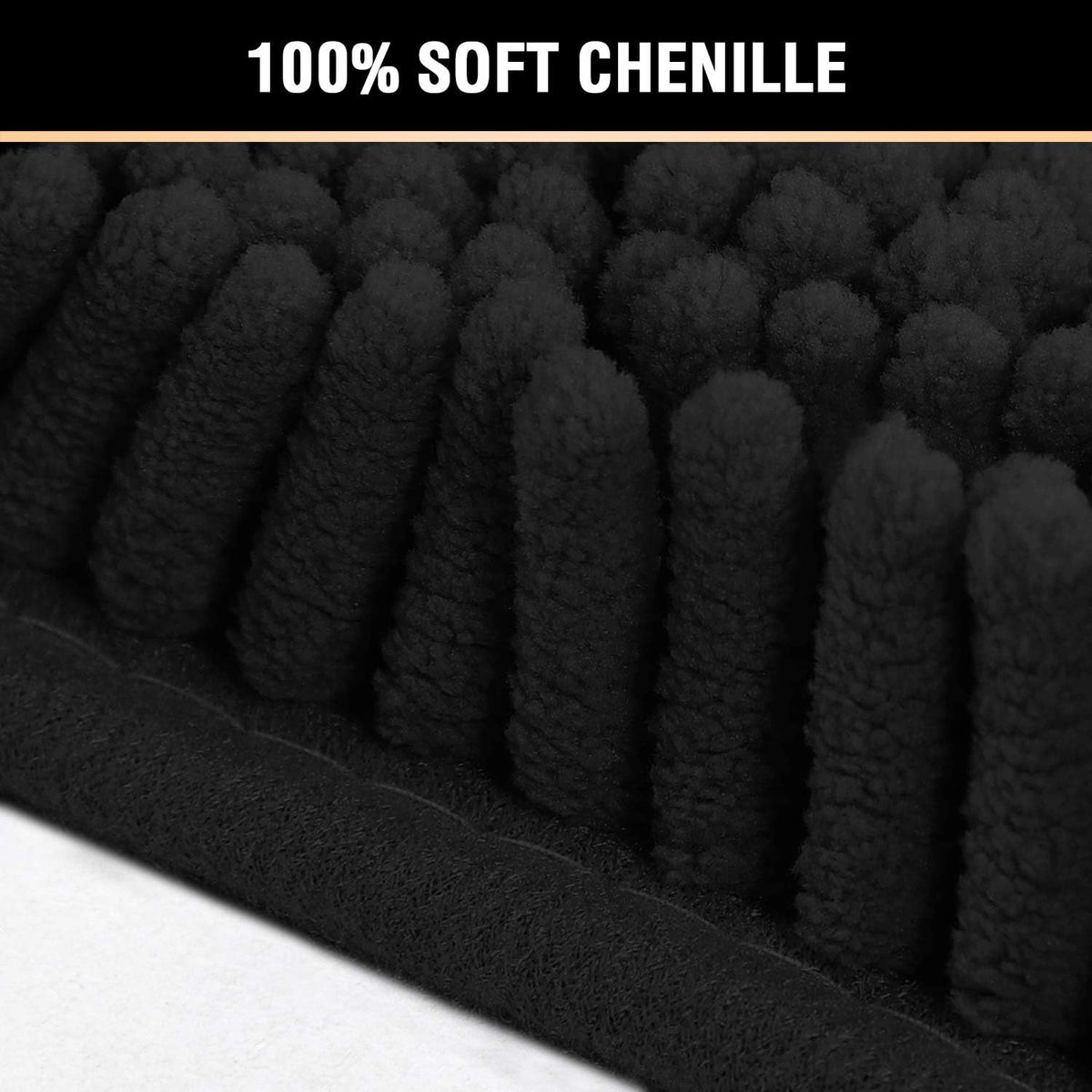 H.VERSAILTEX Bath Mat for Bathroom Non Slip Luxury Chenille Ultra Soft Bath Rugs 24x36 Absorbent Non Skid Shaggy Rugs Washable Dry Fast Plush Area Carpet Mats for Indoor, Bath Room, Tub - Black