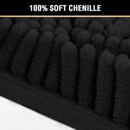 H.VERSAILTEX Bath Mat for Bathroom Non Slip Luxury Chenille Ultra Soft Bath Rugs 24x36 Absorbent Non Skid Shaggy Rugs Washable Dry Fast Plush Area Carpet Mats for Indoor, Bath Room, Tub - Black