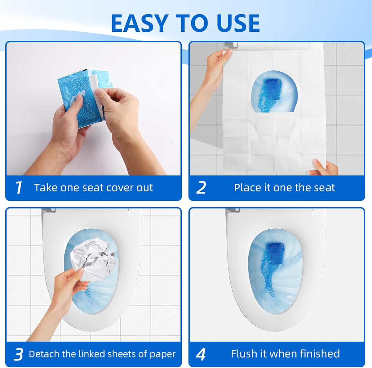 Toilet Seat Covers 60 Pack, Flushable Water Soluble, Biodegradable