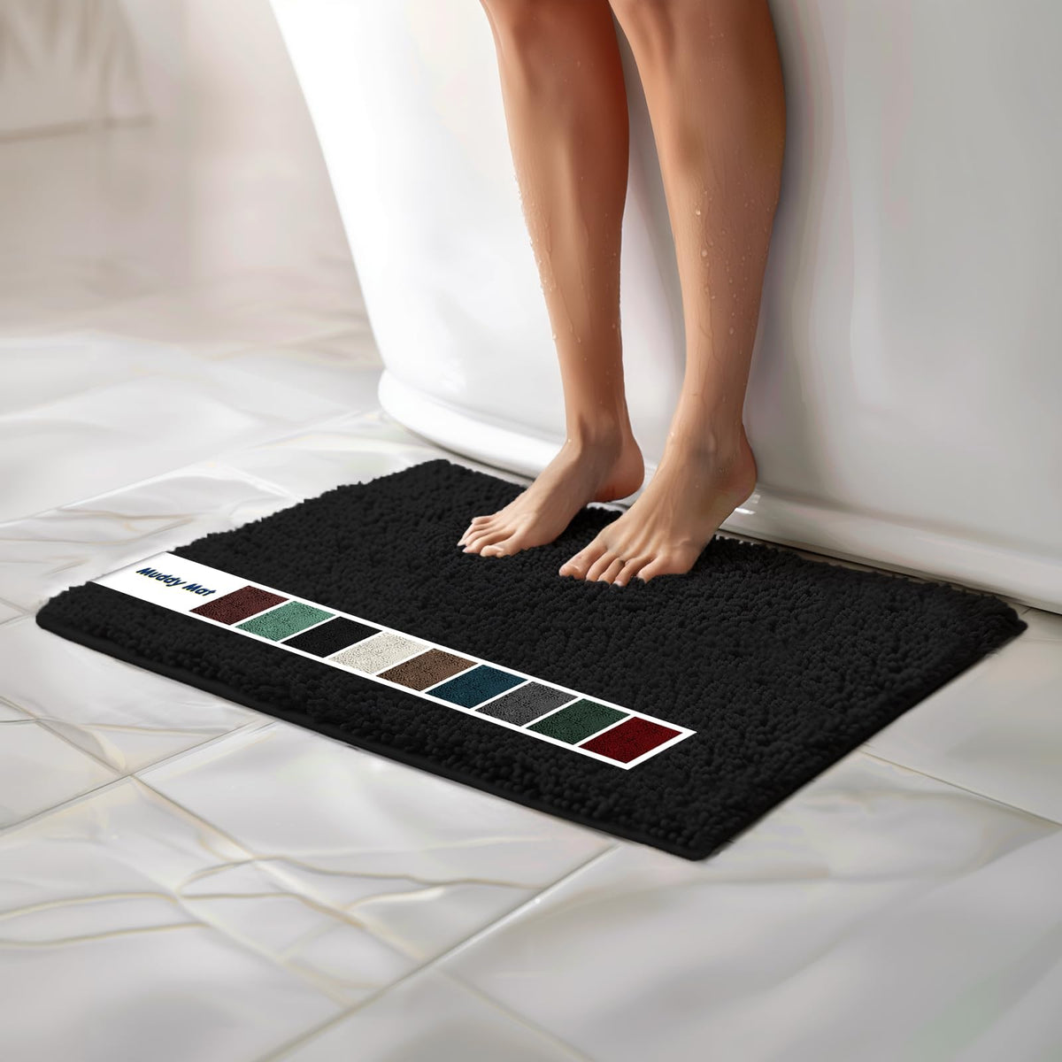 Muddy Mat Chenille Bathroom Rugs Quick Dry Microfiber Mats Non Slip Washable, Extra Thick, Soft and Highly Absorbent Bath Mats for Bathroom, Kitchen, and Shower Floor - Grey Small 28"X18"