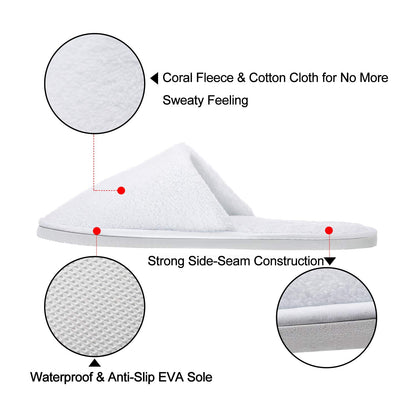 AhfuLife Spa Slippers 5 Pairs of Hotel Slippers, Disposable Closed-Toe Slippers for Guest, House Slippers Non-slip Unisex for Wedding, Party, Travel, Bedroom